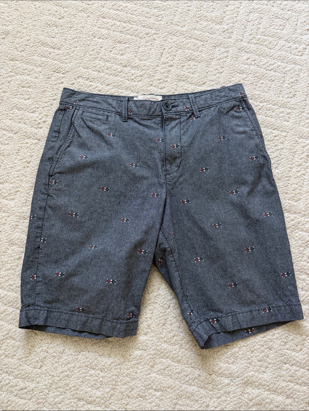 Men's Embroidered Chambray Shorts
